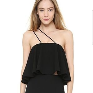 Nicholas Crepe Rouleaux Flare Crop Top Black S